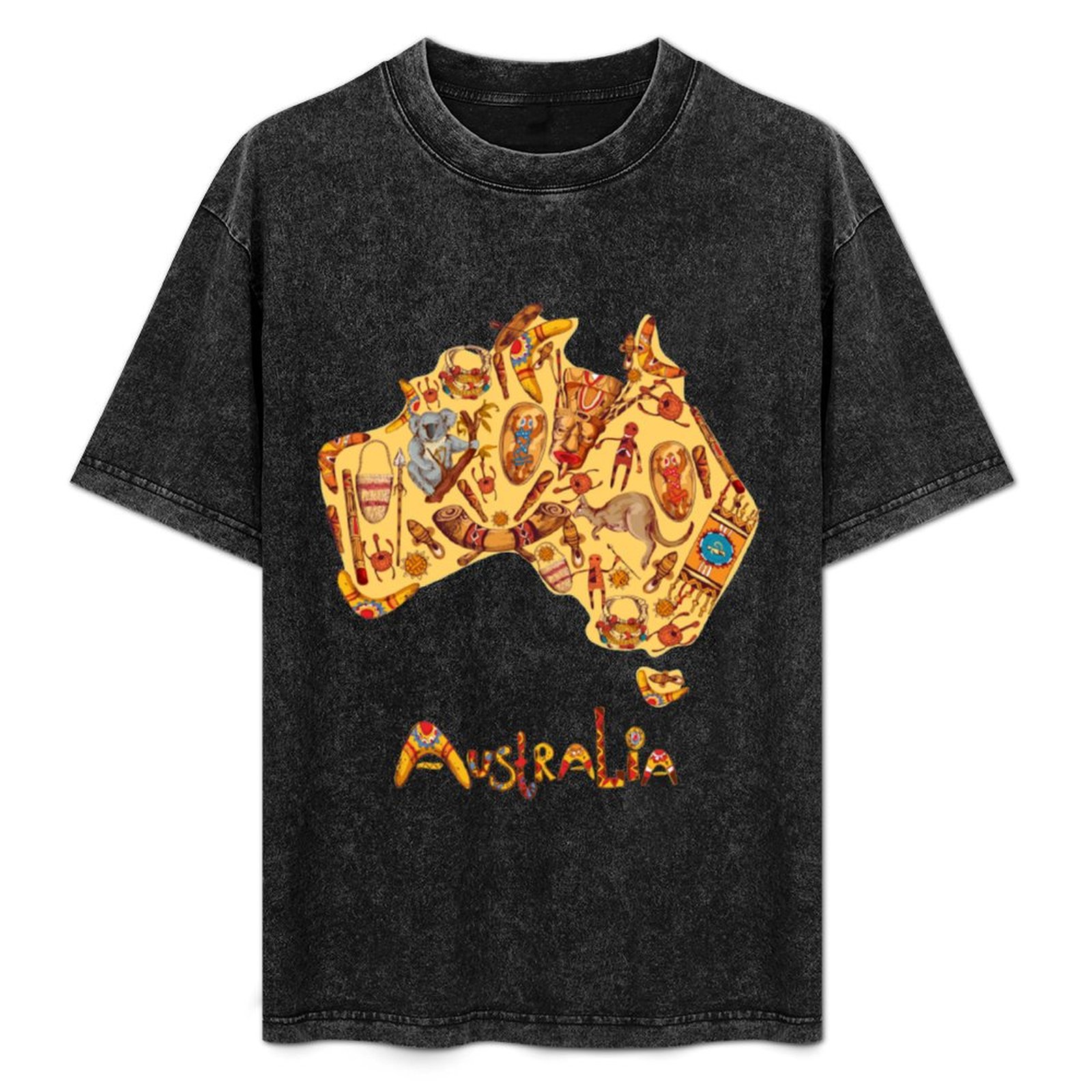 Street Fashion Australia - Koszulka z flagą Aborygenów, mapą Aborygenów