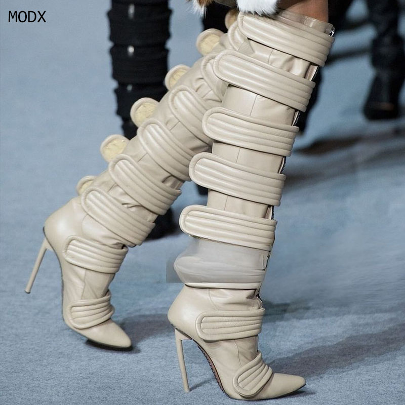 Street Fashion Rome 2026 - Botki do kolan z ostrym czubem,