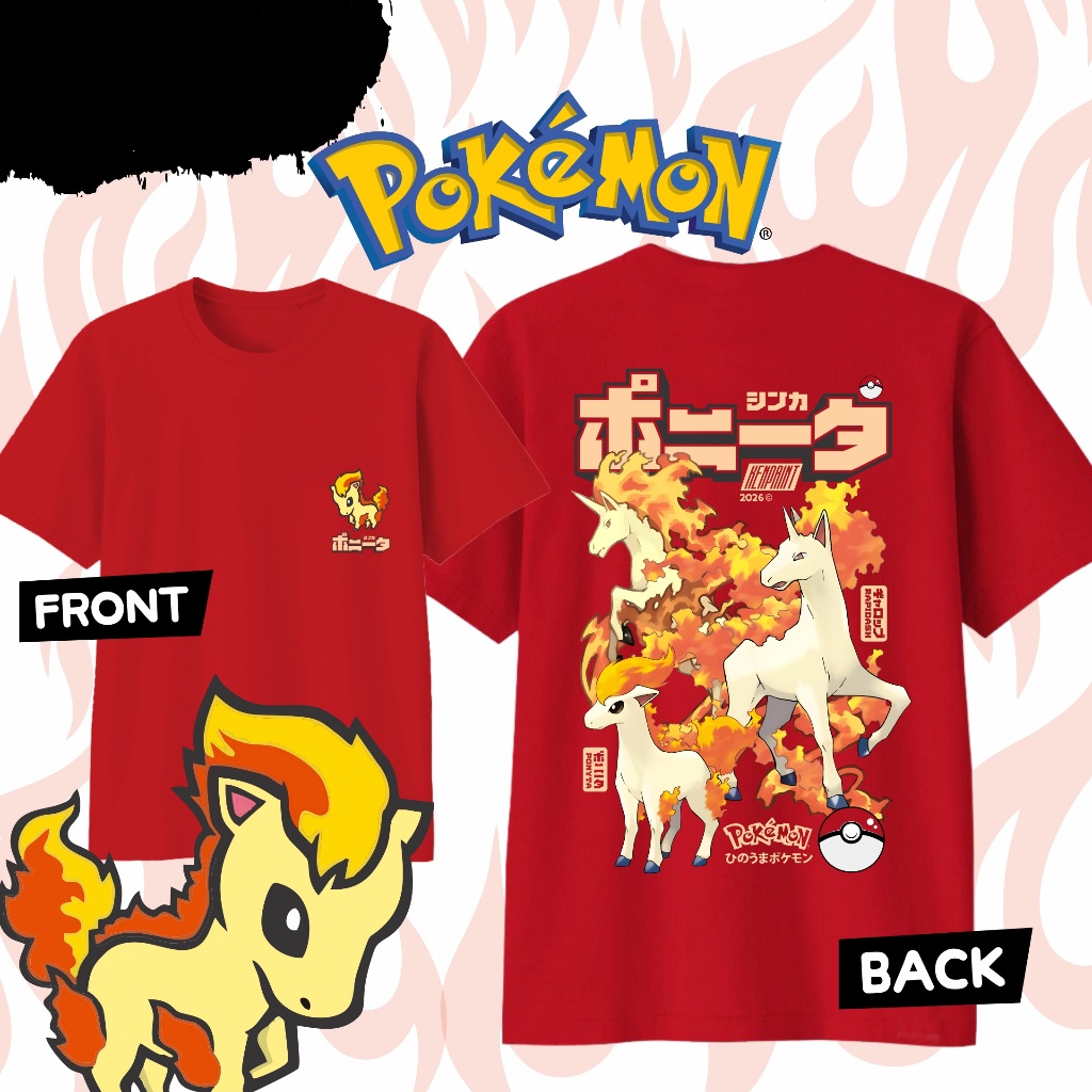 Street Fashion Evolution - Anime Pokémon Ponyta Evolution Drukowana bawełniana