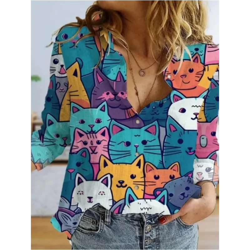Fashion Street Cat - Jesienna odzież damska Śliczne nadruki zwierzęce