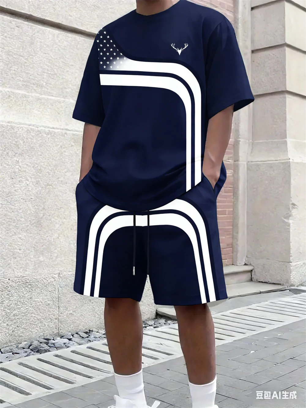 Street Fashion Tshirt - Modny letni męski zestaw: T-shirt w