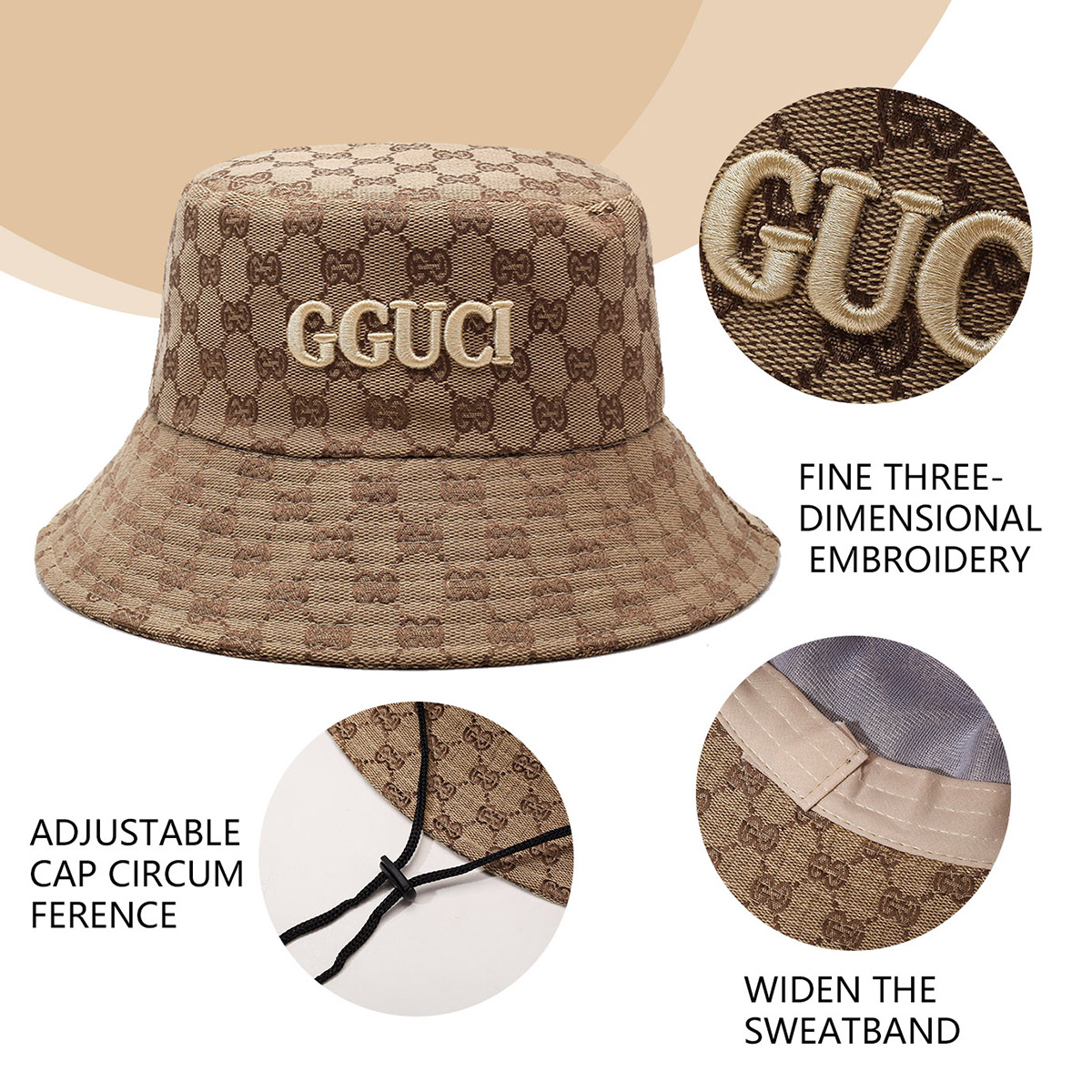 Unisex czarno-białe haftowane  – Bucket Hat Embroidered recenzja i cena